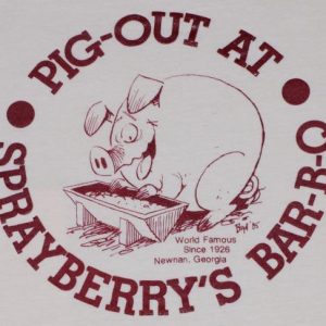Vintage Georgia Pig Out BBQ Bar-B-Q Hog Sprayberrys T-Shirt