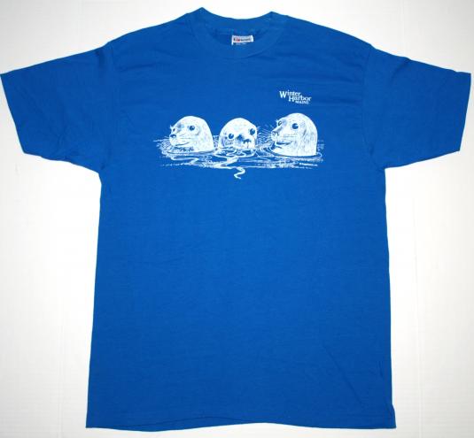 Vintage 1980s Winter Harbor Maine Seals T-shirt Blur