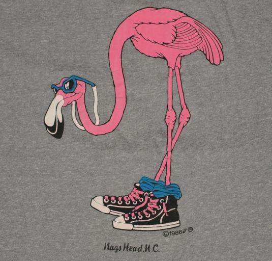 Vintage 1980s Nags Head North Carolina Flamingo Bird T-Shirt