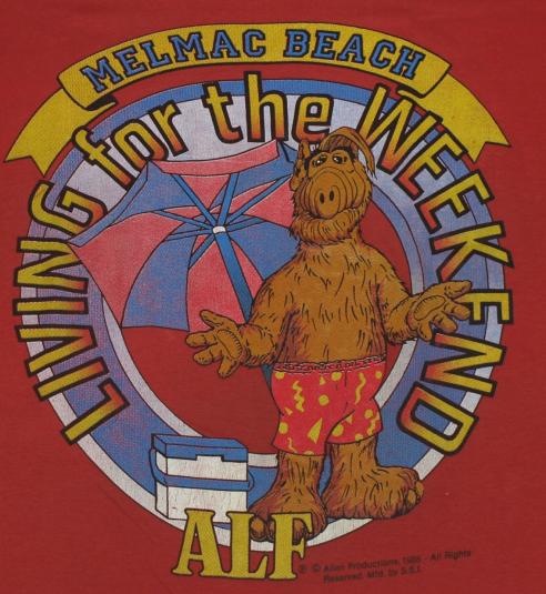 Vintage 1988 ALF Melmac Beach 1980s Red Soft Thin T-Shirt