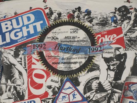 Vintage 1992 Hartford Bud Light Triathlon Coke T-Shirt