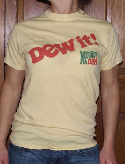 Vintage 1970s Mountain Dew Yellow Logo Promo T Shirt