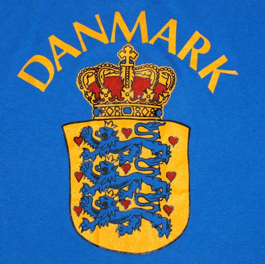 Vintage 1990s Denmark Flag Blue T-Shirt