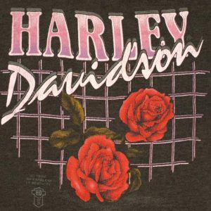 Vintage 1980s Harley Davidson 3D Emblem Roses t-shirt