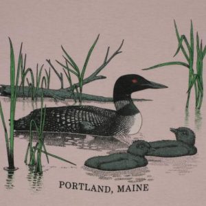 Vintage 1980s Portland Maine Loon Nature Pink T-Shirt
