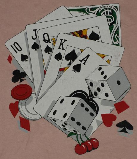 Vintage Pink Royal Flush Poker Vegas Dice T-Shirt