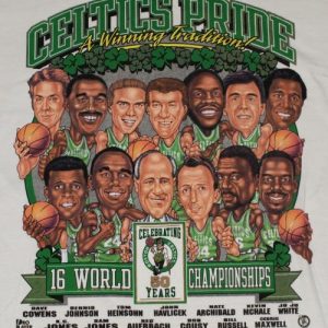 Vintage Boston Celtics Anniversary Caricature T-Shirt