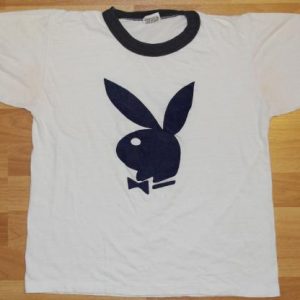 Vintage PLAYBOY Bunny Logo White Ringer T-Shirt