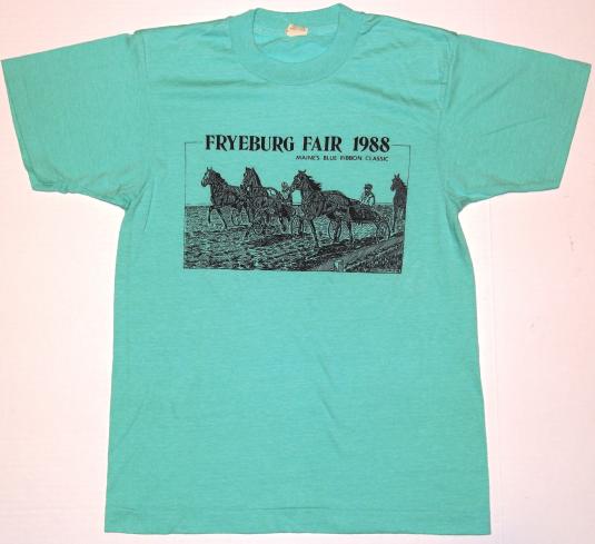 VTG 80s Fryeburg Maine Fair Horses Harness Racing t-shirt