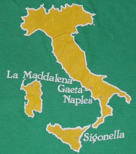 Vintage 1980s ITALY Map Green Soft Thin T-Shirt 80s Tee