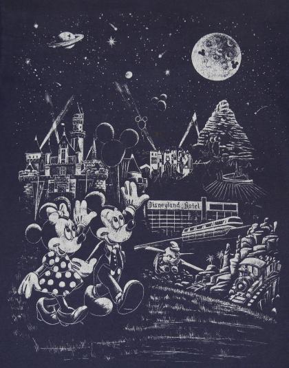 Vintage Mickey Mouse Disneyland Space Navy Blue T-Shirt