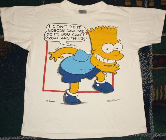 Vintage 1990 BART SIMPSON You Can’t Prove Anything T-Shirt