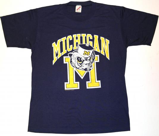 Vintage 1980s University Michigan Wolverines Blue T-Shirt
