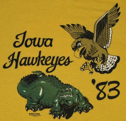 Vintage 1983 Iowa Hawkeyes University T-Shirt Yellow 80’s