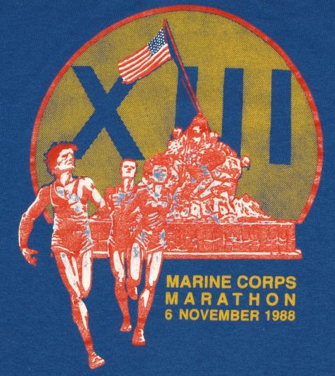 Vintage 1988 US Marine Corp Marathon Running T-Shirt 1980s