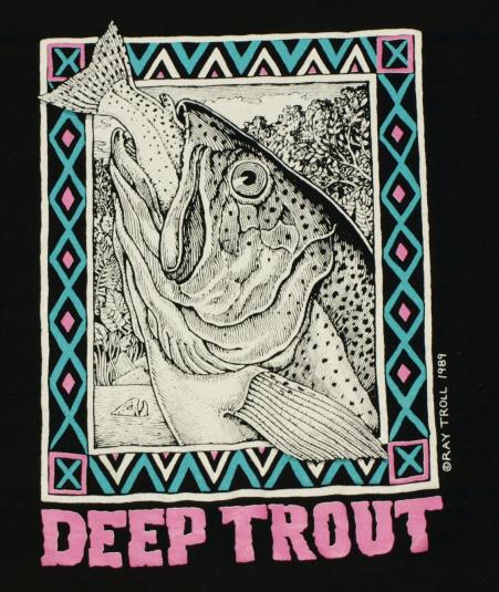 Vintage 1989 Deep Trout Funny Humor T Shirt
