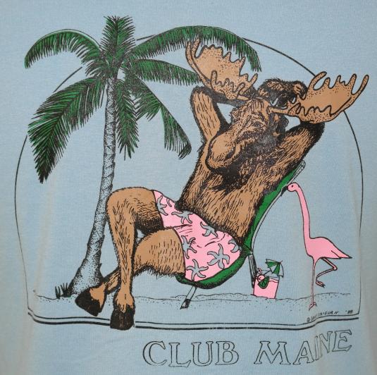 Vintage 1980s Club MAINE MOOSE T-Shirt Blue