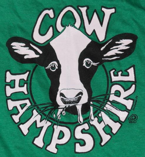 Vintage 1980s COW NEW HAMPSHIRE Green T-Shirt