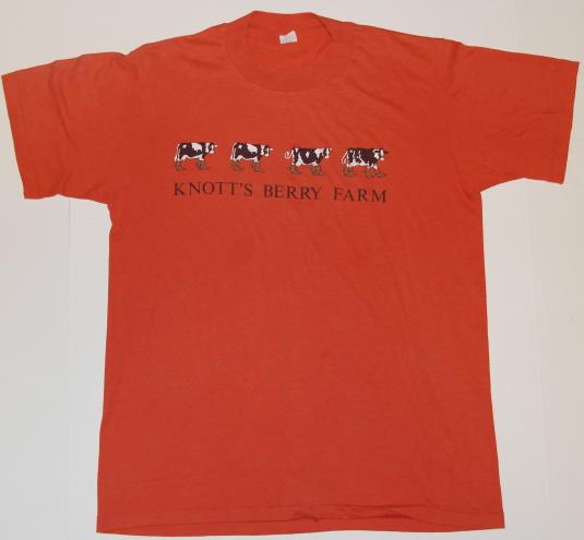 Vintage 1980s Knotts Berry Farm Cow Orange T-Shirt