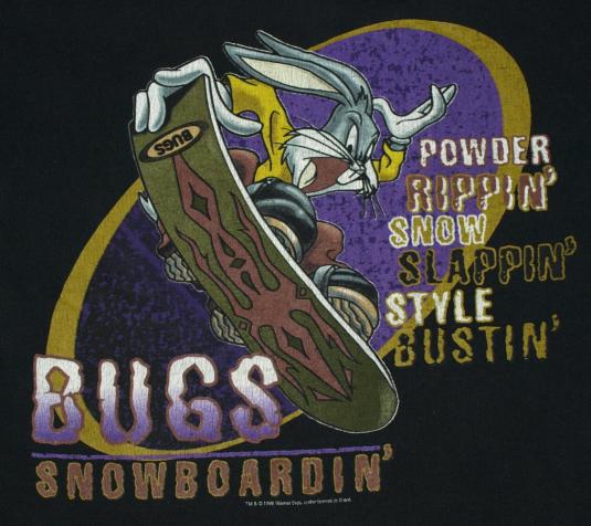 Vintage 1990s Bugs Bunny Snowboarding Snowboard T-shirt
