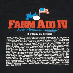 1990 Farm Aid IV T-shirt 2-Sided Concert Tour Festival