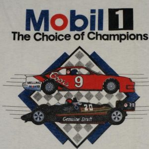 Vintage 80s Mobile 1 Auto Racing T-Shirt Miller Coors NASCAR