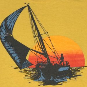 Vintage 1980s Port St Lucie Florida Sailboat Sunset T-Shirt