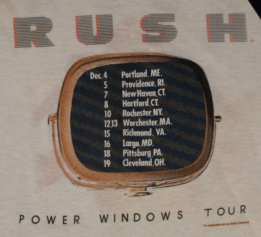 Vintage 1986 RUSH Power Windows Concert Tour Shirt 1980s ps