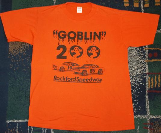 Vintage 1980s Auto Racing Rockford Speedway Goblin T-Shirt