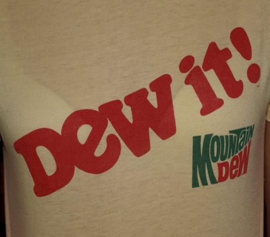 Vintage 1970s Mountain Dew Yellow Logo Promo T Shirt