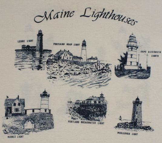 Vintage Maine Lighthouses All-Around Travel T-Shirt