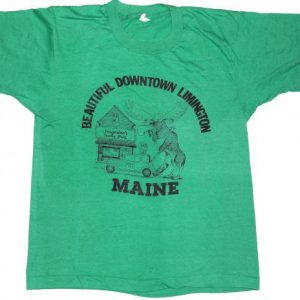 Vintage 1980s Limington Maine MOOSE Green Soft Thin T-Shirt