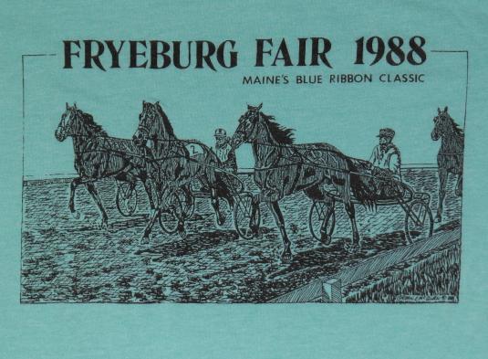 VTG 80s Fryeburg Maine Fair Horses Harness Racing t-shirt