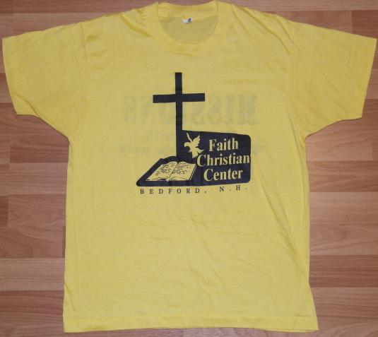 Vintage 1980s Faith Christian Center Cross Jesus T-Shirt