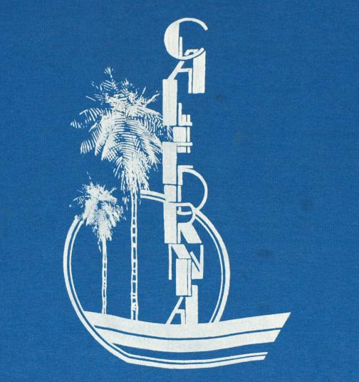 Vintage 1980s California Palm Tree Blue T-Shirt Soft Thin
