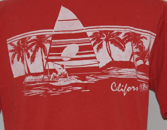 Vintage 1980s California Surfer 1985 Red T-Shirt Beach