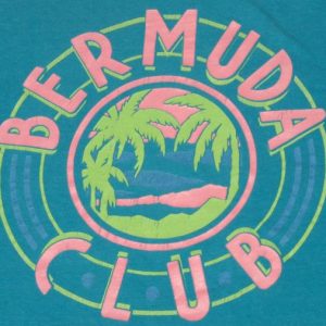 Vintage Aqua Green Blue Bermuda Club Beach T-Shirt