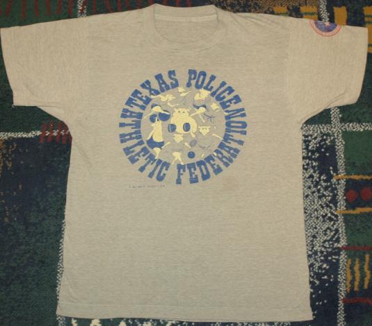 Vintage 1980s Texas Police Athletics Pigs Grey T-Shirt 80s