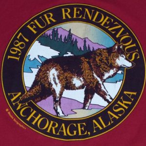 1987 Anchorage Alaska Wolf Fur Rendezvous T Shirt