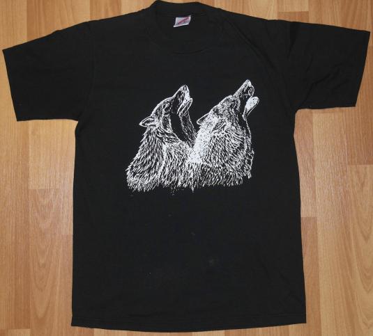 Vintage 1980s Alaska Hybrid Wolf Black T-Shirt 80s