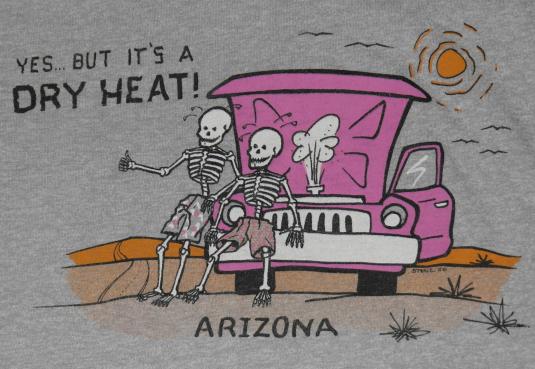 Vintage 1980s Arizona Skeleton Dry Heat Travel T-Shirt 80s