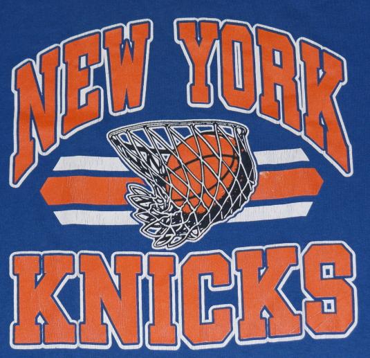 Vintage 1980s New York Knicks NBA Basketball Blue T-Shirt
