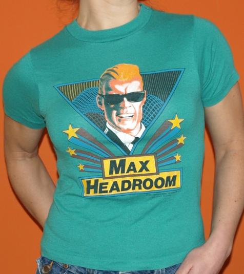 Vintage 1980s Max Headroom Green T-Shirt 1987 80s