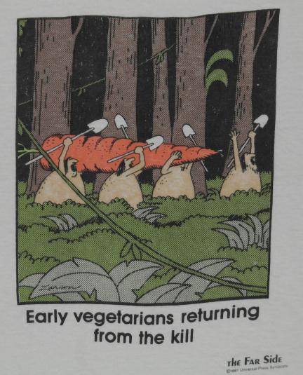 Vintage 1980s The Far Side Vegetarian Vegan Caveman T-shirt