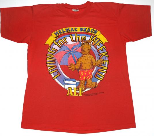 Vintage 1988 ALF Melmac Beach 1980s Red Soft Thin T-Shirt