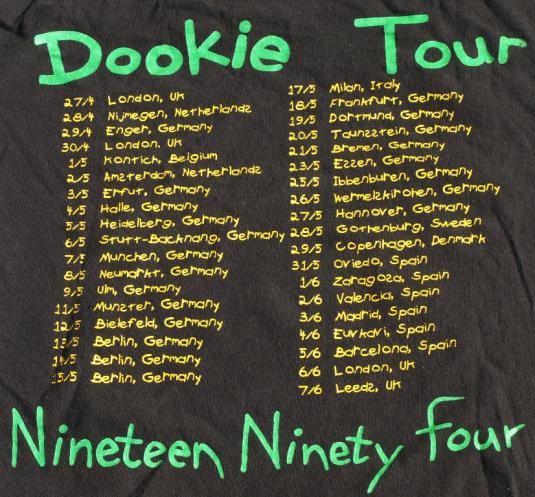 Vtg 1994 GREEN DAY Concert EUROPEAN Tour Shirt DOOKIE | Defunkd