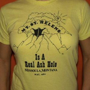 Vintage Mount St Helens 1980s T-shirt Yellow Funny Ash Hole