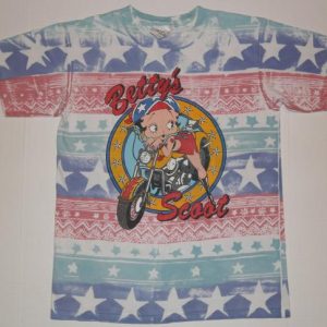 Vintage 1990s BETTY BOOP Motorcycle Biker Striped T-Shirt