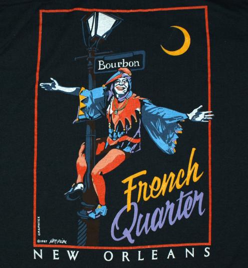 VTG 80s New Orleans French Quarter Jester Mardi Gras T-Shirt