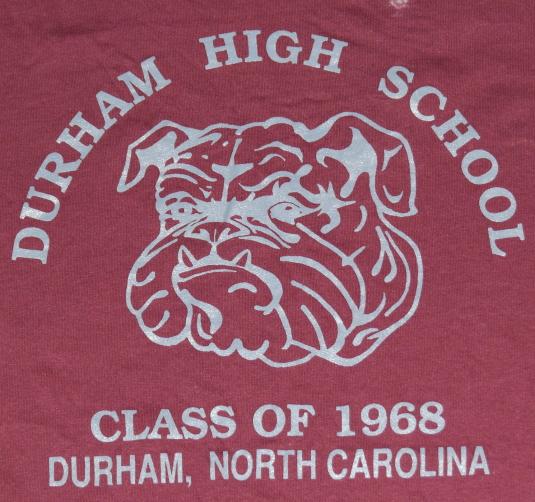 Vintage 1980s Durham High School 1968 Reunion T-shirt NC